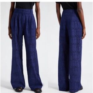 FARM Rio Navy Blue Pineapple Eyelet Pants